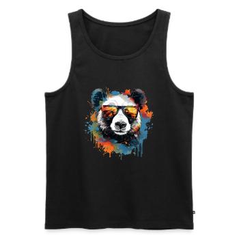 Aquarell Pandabär Panda Sonnebrille Kunst Pop-Art - Männer Premium Bio Tank Top - Schwarz - Vorne - AI Model Male 178 light (178cm)