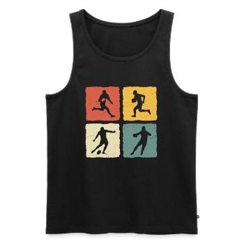 Retro Rugby T-Shirt - Men's Premium Organic Tank Top - black - Front - AI Model Male 178 light (178cm)