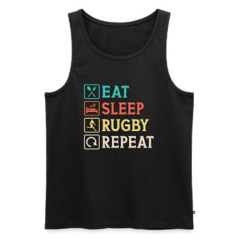 Eat Sleep Rugby Repeat t-shirt - Men's Premium Organic Tank Top - black - Front - Michal (187cm)