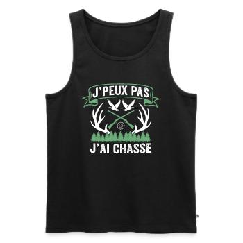 je peux pas j'ai chasse - Débardeur bio Premium Homme - noir - Devant - Michal (187cm)