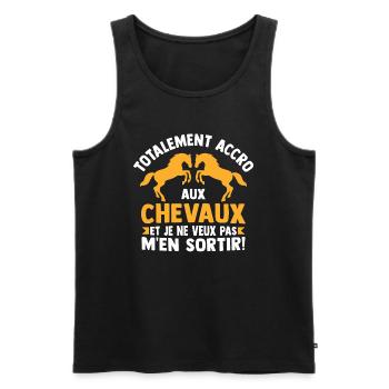 totalement accro aux chevaux cadeau cheval cavalie - Débardeur bio Premium Homme - noir - Devant - Michal (187cm)
