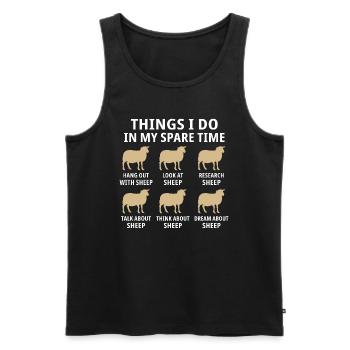 Dinge, die ich in meiner Freizeit mache, mit Schafen abhängen - Männer Premium Bio Tank Top - Schwarz - Vorne - Michal (187cm)