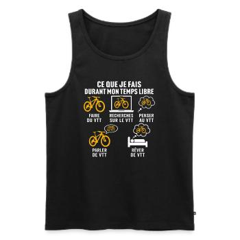 Faire du VTT Cadeau vélo tout-terrain - Débardeur bio Premium Homme - noir - Devant - AI Model Male 178 light (178cm)