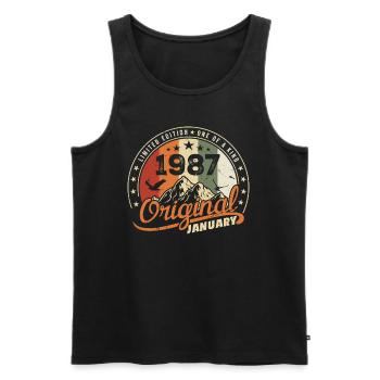Original Geboren im Januar Geburtstag | Januar 1987 - Männer Premium Bio Tank Top - Schwarz - Vorne - Michal (187cm)