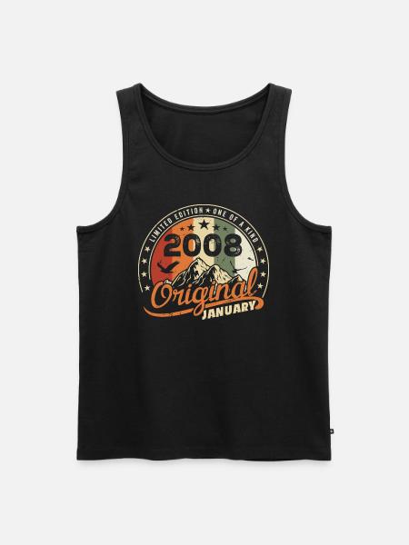Origineel Geboren in januari verjaardag | Januari 2008 - Mannen Premium Bio Tanktop - zwart