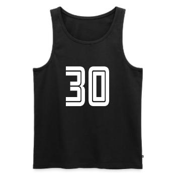 Maillot numéro 30 – Cadeau anniversaire 30 ans - Débardeur bio Premium Homme - noir - Devant - Michal (187cm)