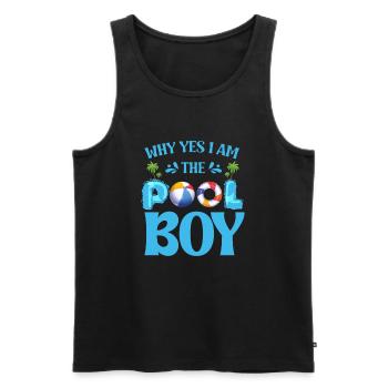 Warum ja, ich bin der Poolboy. - Männer Premium Bio Tank Top - Schwarz - Vorne - AI Model Male 178 light (178cm)
