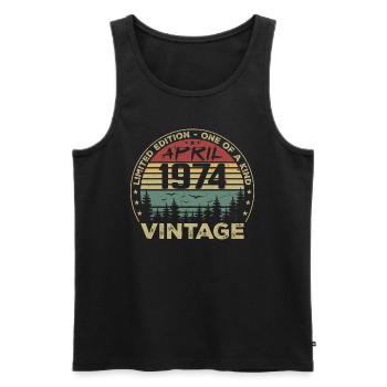 Cadeau Vintage Avril 1974 Anniversaire - Débardeur bio Premium Homme - noir - Devant - Michal (187cm)