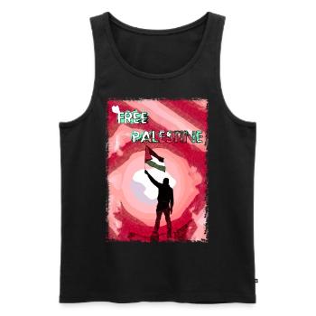 Kostenlose Palästina-Flagge P5 - Männer Premium Bio Tank Top - Schwarz - Vorne - AI Model Male 178 light (178cm)