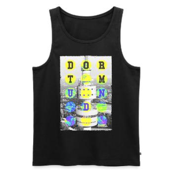 Dortmund Allemagne Ville Skyline Accueil Amour - Débardeur bio Premium Homme - noir - Devant - AI Model Male 178 light (178cm)