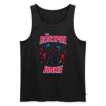Kopfhörer Fragezeichen Hörbuch Hörspiel Junkie - Männer Premium Bio Tank Top - Schwarz - Vorne - Michal (187cm)