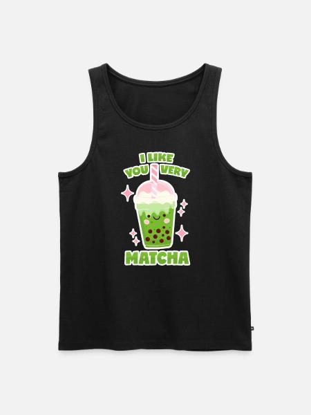 Matcha Bubble Tea - Men's Premium Organic Tank Top - black