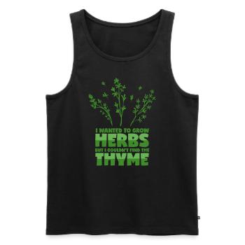 Herbal saying - thyme puns - Men's Premium Organic Tank Top - black - Front - AI Model Male 178 light (178cm)