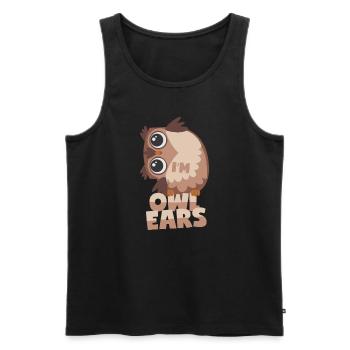 Le hibou est tout ouïe - Débardeur bio Premium Homme - noir - Devant - AI Model Male 178 light (178cm)