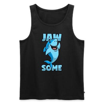 Shark Puns - Jawsome - Men's Premium Organic Tank Top - black - Front - AI Model Male 178 light (178cm)