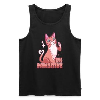 Chat positif - Pawsitive! - Débardeur bio Premium Homme - noir - Devant - AI Model Male 178 light (178cm)