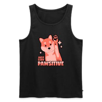 Chien optimiste : Pawsitive - Débardeur bio Premium Homme - noir - Devant - AI Model Male 178 light (178cm)