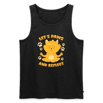 Katze: Pausieren und Reflektieren - Meditation - Männer Premium Bio Tank Top - Schwarz - Vorne - Michal (187cm)