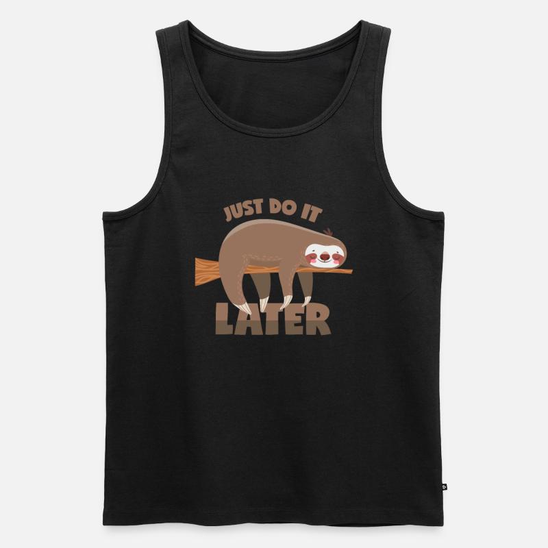 Faultier: Mach’s einfach später! - Männer Premium Bio Tank Top - Schwarz