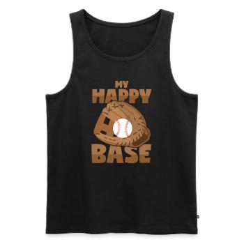 Baseball - Happy Place - Wortwitz - Männer Premium Bio Tank Top - Schwarz - Vorne - Michal (187cm)