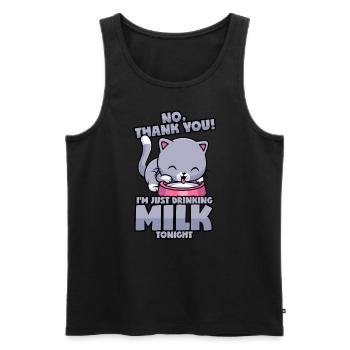 Cat: Only milk, no alcohol! - Men's Premium Organic Tank Top - black - Front - Michal (187cm)