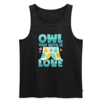 Amour des hiboux - Débardeur bio Premium Homme - noir - Devant - Michal (187cm)