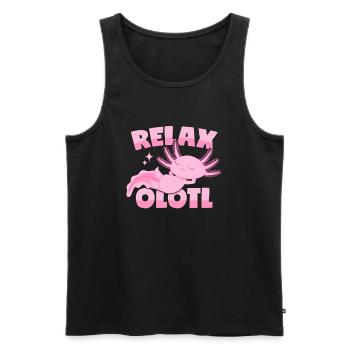 Relaxing axolotl pun: Relaxolotl - Men's Premium Organic Tank Top - black - Front - Michal (187cm)