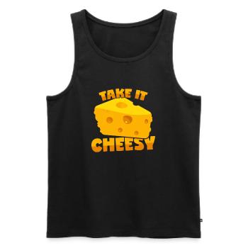 Fromage : « Take It Cheesy » - Débardeur bio Premium Homme - noir - Devant - AI Model Male 178 light (178cm)