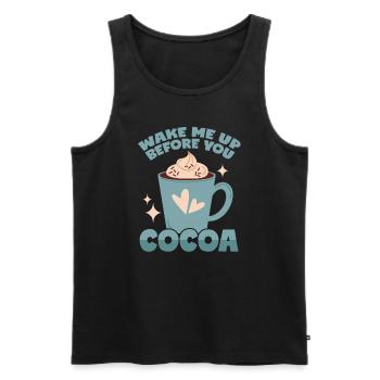 Cacao : Réveille-moi avant toi Cacao - Débardeur bio Premium Homme - noir - Devant - AI Model Male 178 light (178cm)