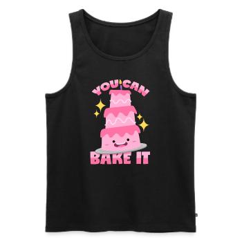 Jeu de mots sur la cuisson de gâteaux - Débardeur bio Premium Homme - noir - Devant - Michal (187cm)