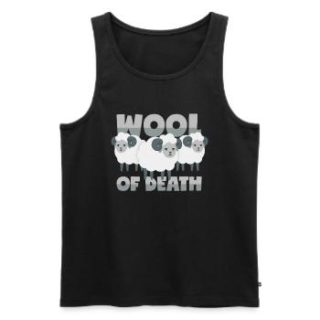 Sheep: "Wall of Death" made of wool - Men's Premium Organic Tank Top - black - Front - AI Model Male 178 light (178cm)