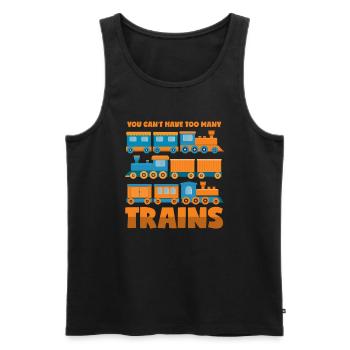 Collectionneur de trains: Trop de trains - Débardeur bio Premium Homme - noir - Devant - AI Model Male 178 light (178cm)