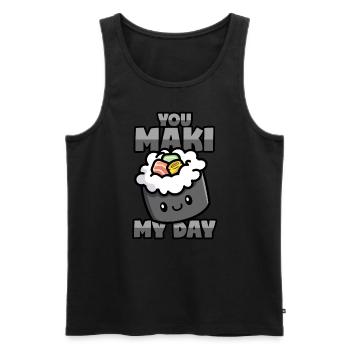 Sushi Wortwitz - Maki, Sashimi und Nigiri - Männer Premium Bio Tank Top - Schwarz - Vorne - AI Model Male 178 light (178cm)