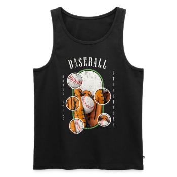Baseball Ball Handschuh Schläger Vintage Retro - Männer Premium Bio Tank Top - Schwarz - Vorne - AI Model Male 178 light (178cm)