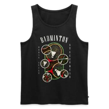 Badminton Badminton Sport Player Vintage Rétro - Débardeur bio Premium Homme - noir - Devant - Michal (187cm)