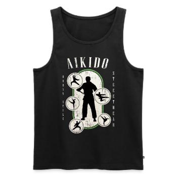 Aïkido Arts Martiaux Arts Martiaux Combattant Vintage Rétro - Débardeur bio Premium Homme - noir - Devant - Michal (187cm)
