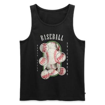 Baseball Ball Spieler USA Sport Vintage Retro - Männer Premium Bio Tank Top - Schwarz - Vorne - AI Model Male 178 light (178cm)