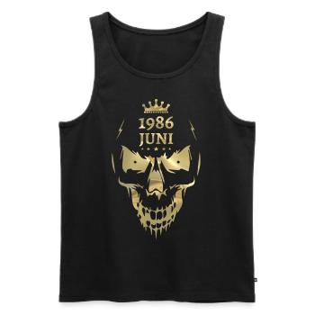 Juni1986 Totenkopf Gold - Männer Premium Bio Tank Top - Schwarz - Vorne - Michal (187cm)