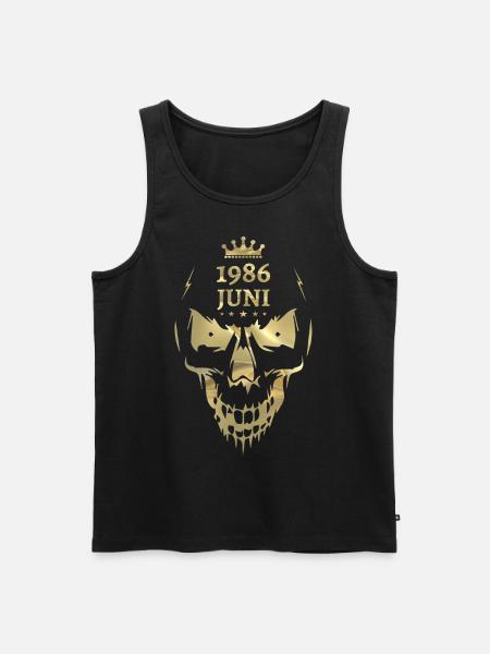 Juni1986 Totenkopf Gold - Männer Premium Bio Tank Top - Schwarz