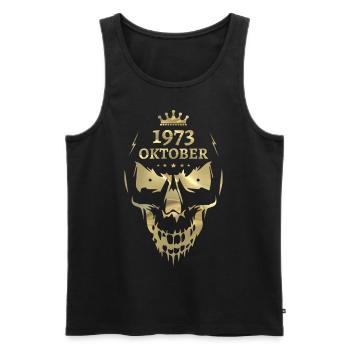 Oktober 1973 Totenkopf Gold - Männer Premium Bio Tank Top - Schwarz - Vorne - Michal (187cm)