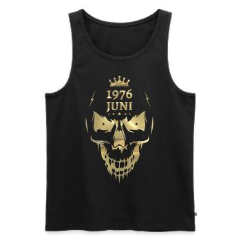 Juni 1976 Totenkopf Gold - Männer Premium Bio Tank Top - Schwarz - Vorne - Michal (187cm)
