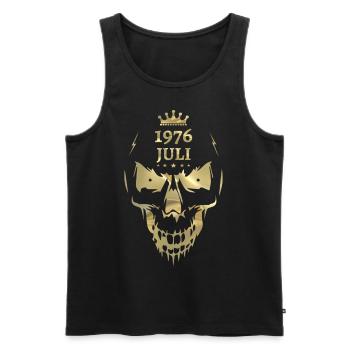 Juli 1976 Totenkopf Gold - Männer Premium Bio Tank Top - Schwarz - Vorne - Michal (187cm)