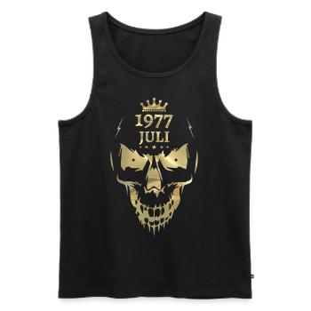 Juli 1977 Totenkopf Gold - Männer Premium Bio Tank Top - Schwarz - Vorne - Michal (187cm)