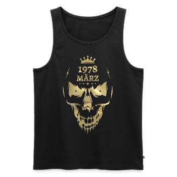 März 1978 Totenkopf Gold - Männer Premium Bio Tank Top - Schwarz - Vorne - AI Model Male 178 light (178cm)