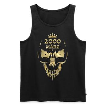 März 2000 Totenkopf Gold - Männer Premium Bio Tank Top - Schwarz - Vorne - AI Model Male 178 light (178cm)