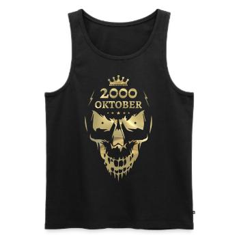 Oktober 2000 Totenkopf Gold - Männer Premium Bio Tank Top - Schwarz - Vorne - AI Model Male 178 light (178cm)