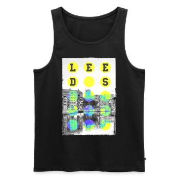 Leeds Angleterre Royaume-Uni City Skyline Home Love - Débardeur bio Premium Homme - noir - Devant - AI Model Male 178 light (178cm)