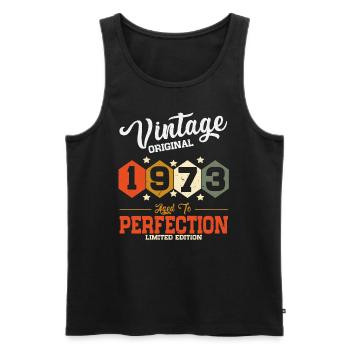 Vintage 1973 vintage anniversaire cadeau rétro - Débardeur bio Premium Homme - noir - Devant - AI Model Male 178 light (178cm)