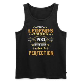 Les légendes sont nées en 1983 - Débardeur bio Premium Homme - noir - Devant - Michal (187cm)
