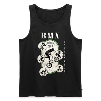 BMX Fahrrad Biker Stunt Trick Freestyle Vintage - Männer Premium Bio Tank Top - Schwarz - Vorne - Michal (187cm)